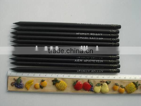 custom printed black wood pencil with eraser for shool students