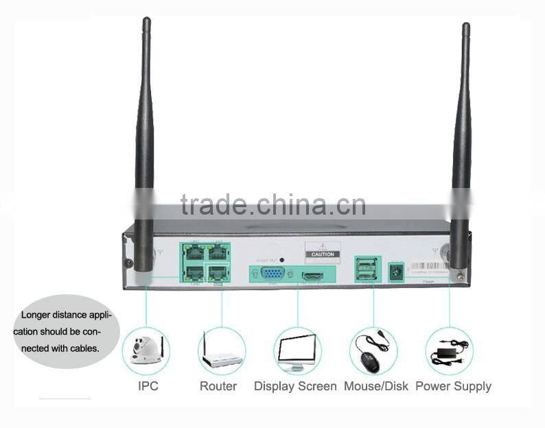Long range home video security surveillance cctv camera system China, 4ch wifi nvr wireless nvr kit, wifi ip camera with nvr kit