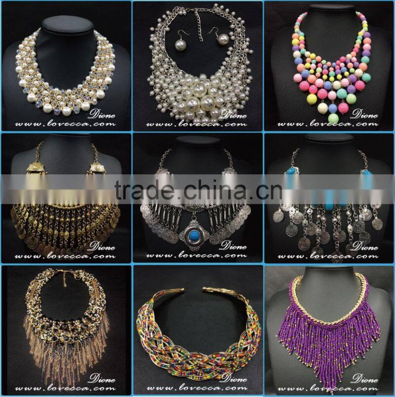 Luxury classy women fashion gold alloy exaggerate statements crystal gift necklace wholesale