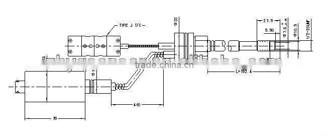 3.33mv/V output pressure sensor for extruder with J thermocouple