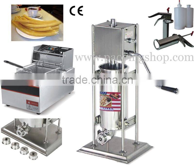 (3 in 1) Commercial Use Manual Spanish 5L Churro Maker + 110v 220v Electric 6L Deep Fryer + 1L Churros Filling Machine