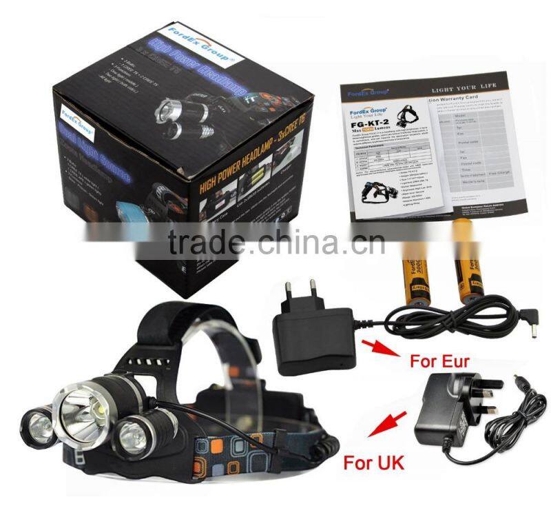30W 5000 Lumens 3x XM-L T6 LED Head Torch / Headlamp Waterproof