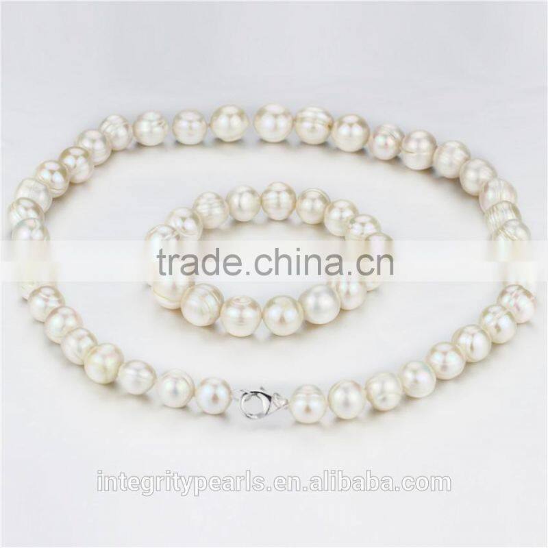 12-13mm grade A freshwater near round white pearl set