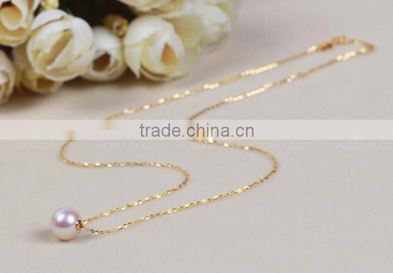 AAA grade fashionable Akoya pearl pendant 18k gold pendant 8-8.5mm round pearl pendant necklace