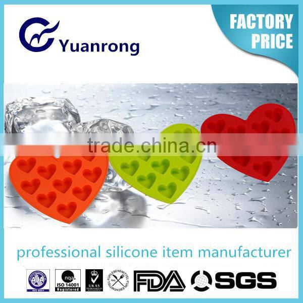 Easy to Demould Silicone Ice Cube Tray with 10 Sweet Heart Shape