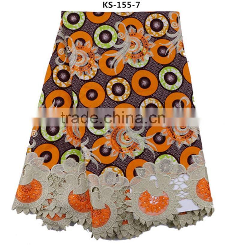 Soft cotton hollandaise wax guipure tulle lace wax lace fabric with stones