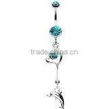 New Design 316l Surgical Steel crystal moon and star Logo Belly Button Ring Navel Piercing Jewelry