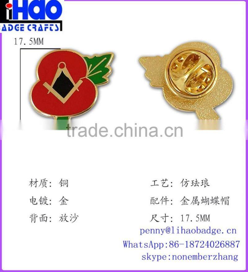 factory custom wholesale cheap price poppy metal pin badge