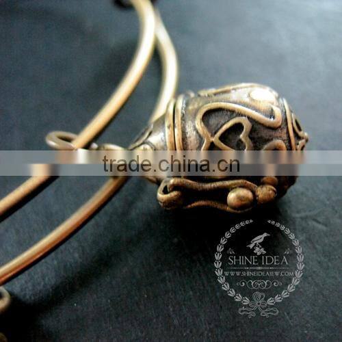 vintage bronze antiqued nut prayer box bird white shell leaf heart wish charms fashion women wiring bangle bracelet 6450034