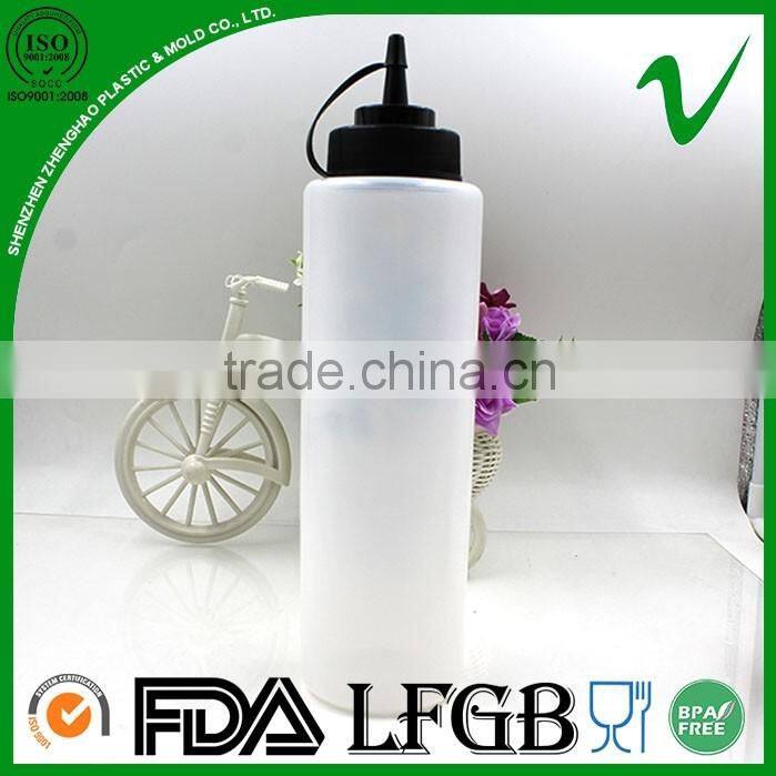 1liter LDPE empty plastic squeeze sauce bottle with dropper cap