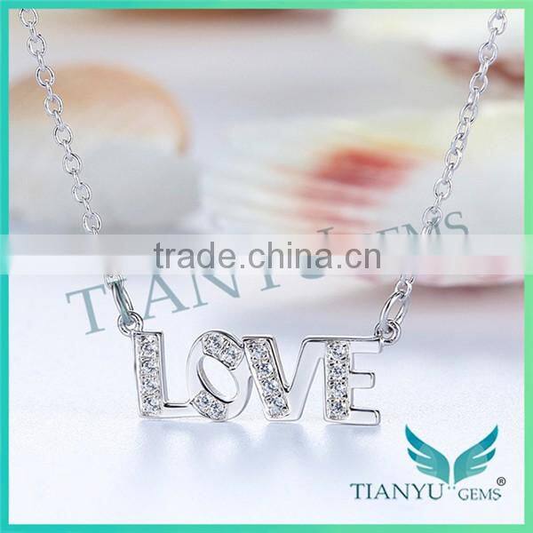 Wholesale 925 Sterling Sliver Pendants Charms LOVER Alphabet 8 Hearts & Arrows Moissanite Pendants Necklace