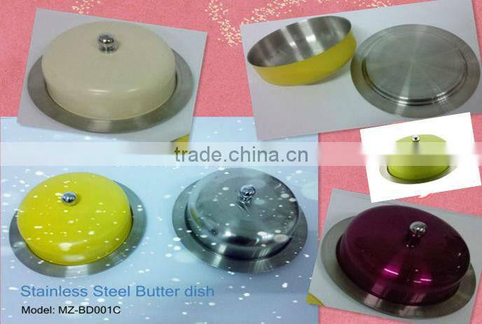 Retangular stainless steel butter dish with lid