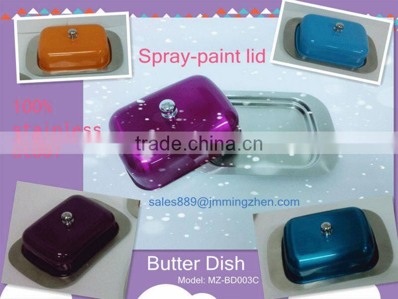 Round Stainless steel butter dish with lid -spray-paint color