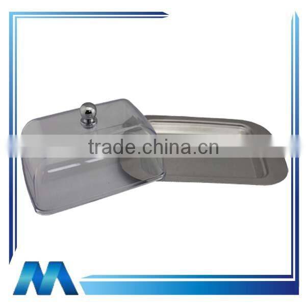 stainless steel butter dish with perspex lid