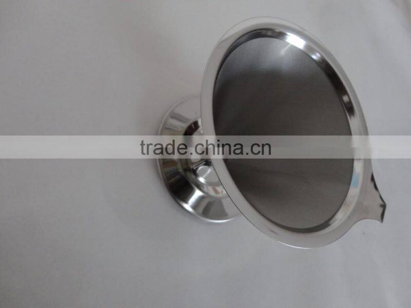 Hot Selling One Part Reusable Double Wall Stainless Steel Pour Over Coffee Dripper