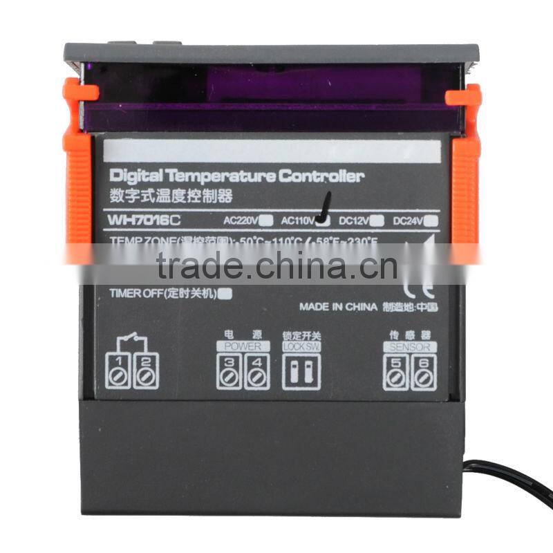 WH7016 AC 110V Digital Temperature Temp Controller Incubation Thermostat Sensor