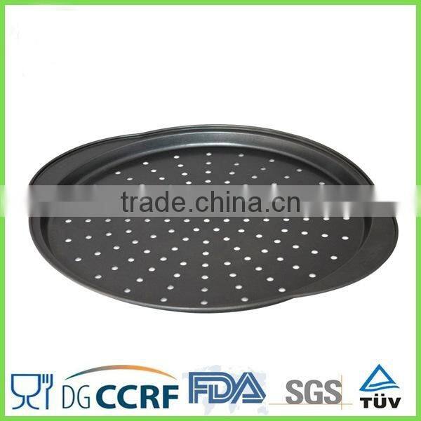 carbon steel hole pizza pan in round shape/pizza tray/bakeware