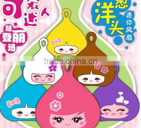 cute onion bulb head shaped battery mini fan