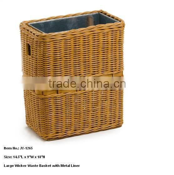 Round willow basket For Trash with liner