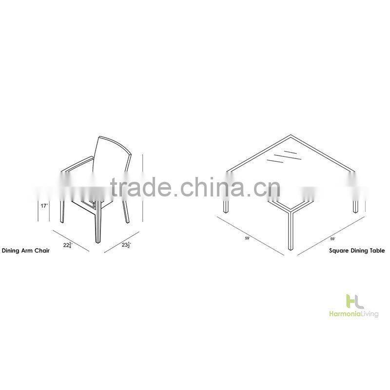 2017 Trade Assurance Most Popular Poolside used aluminium frame rattan dining table and chairs set