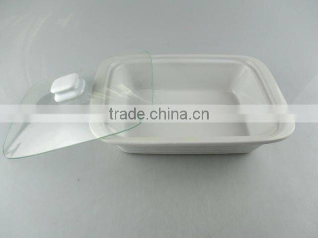 Stocklot white ceramic cookware ,soup tureen with glass lid