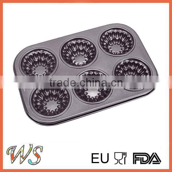 6 Cups Sock Shape Carbon Steel Muffin Mould for Bakery