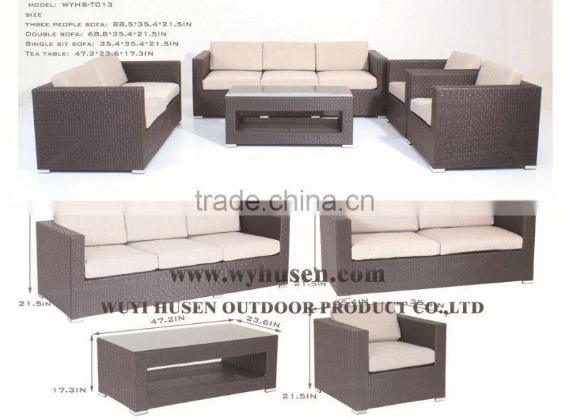aluminum frame garden furniture rattan sofa