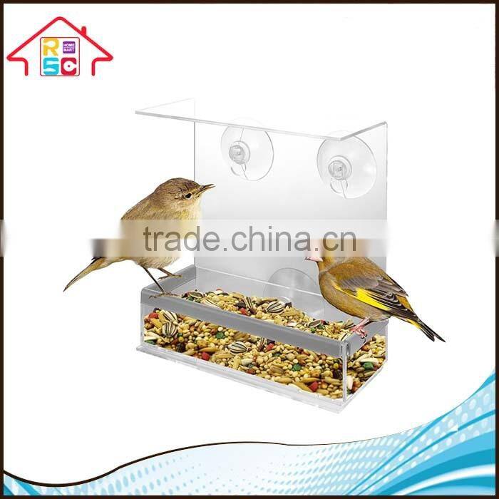 Customized clear outdoor high hardness acrylic window bird feeder with removable wholesale