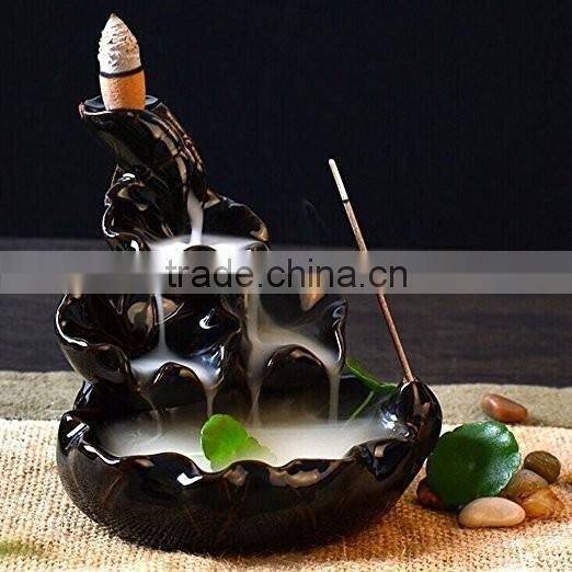 Ceramic Glaze Incense Smoke Cone Burner Backflow Censer Tower Holder