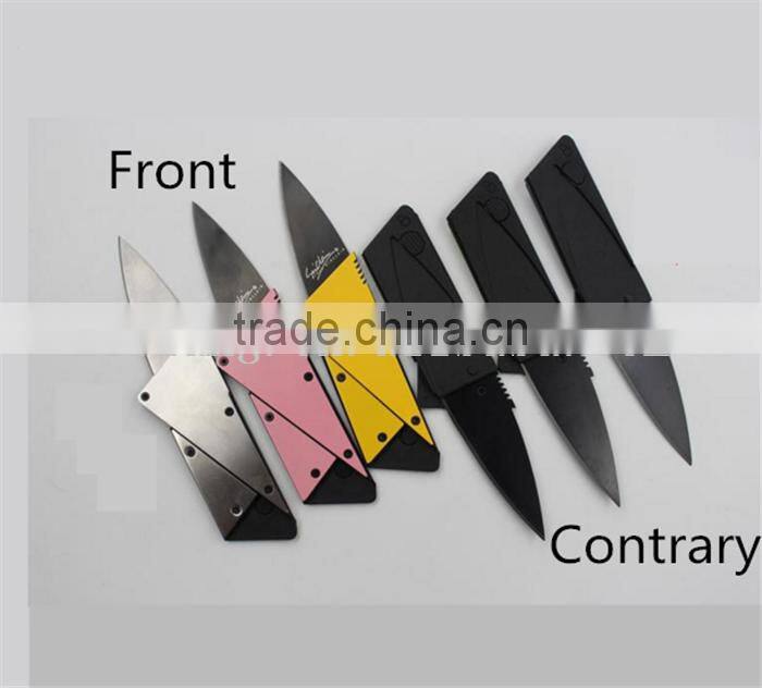 Special gift for men six color stainless steel with metal handle portable survival blade wallet foldable credit card knife