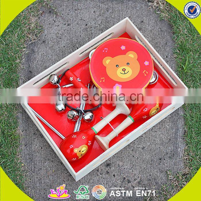wholesale professional preschool wooden musical instrument toy,wooden percussion set toy for children W07A089
