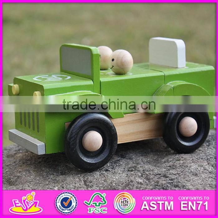 2016 new design funny children wooden toy jeep car W04A326