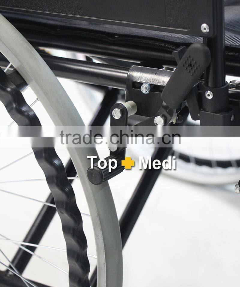 Topmedi manual hospital chair steel wheelchair for handicapped person