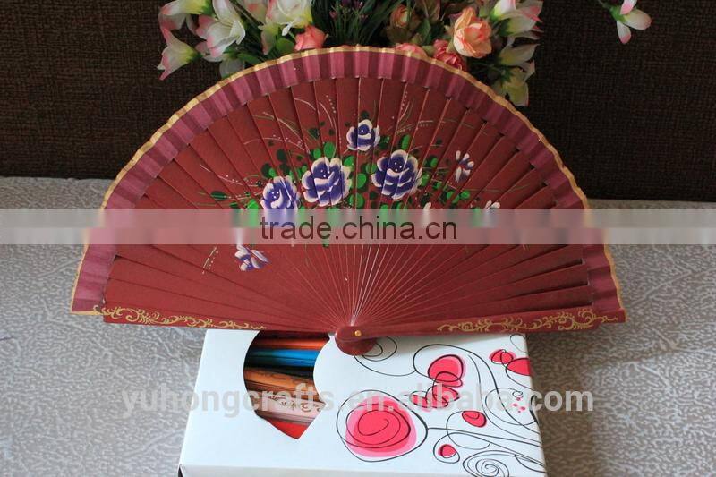 High quality Spanish wood fabric fan