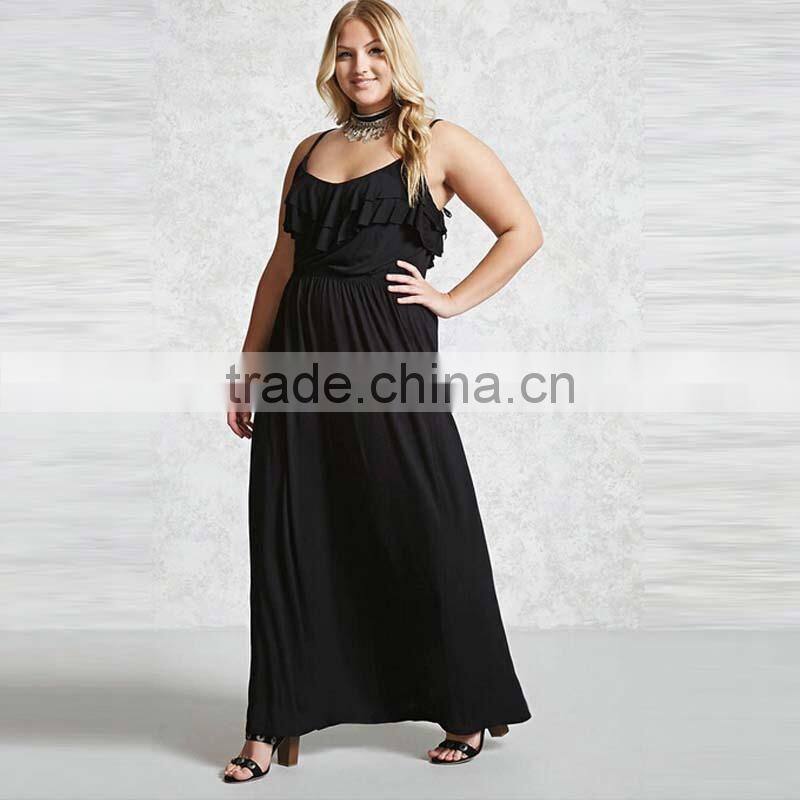 2017 Summer Women Ruffled Maxi Dress Plus Size Cocktail Dress For Fat Lady HSd9039