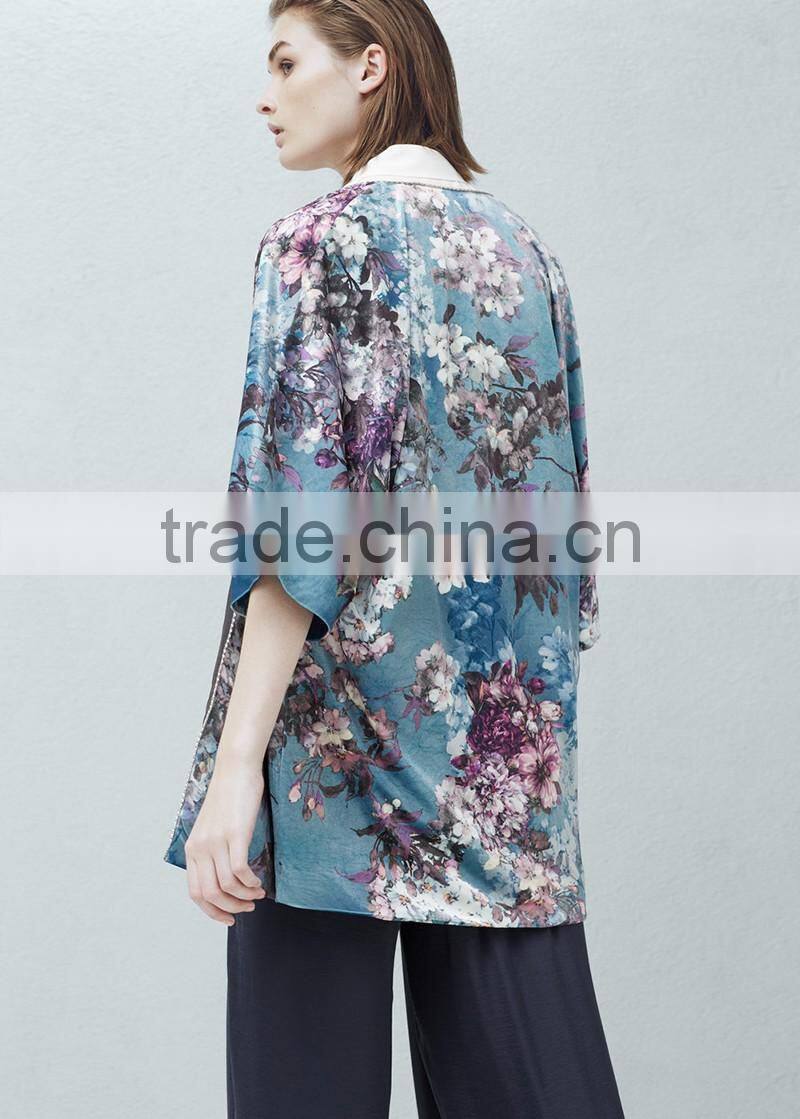 ladies short sleeve light velvet jacket custom printing