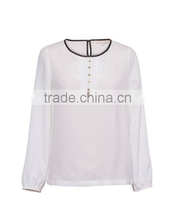 2015 spring latest elegant new model fashion round neck pullover summer blouses for women