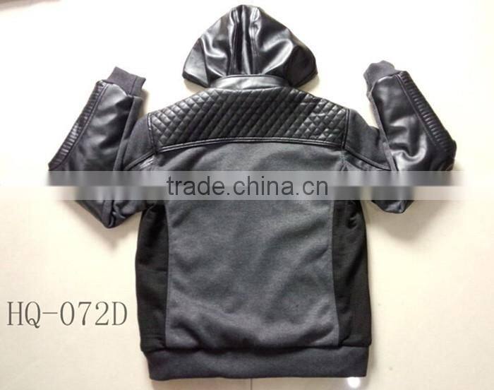 hot stock man hoody quilted jacket faux leather jacket men