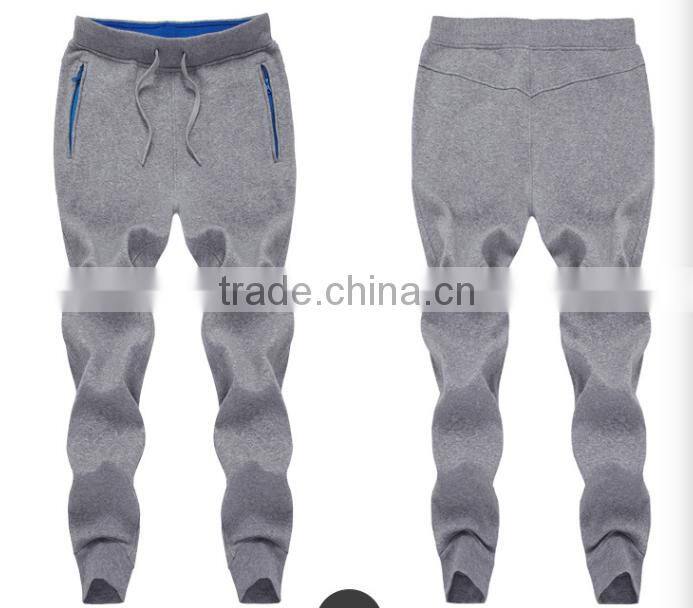 Custom cotton men's fashionable jogger pants with zipper and logo printed sport wear