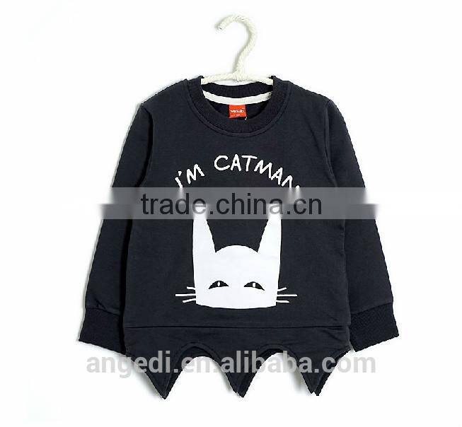 Cat pattern cool design wholesale kids custom made pullover sweatshirt hoodies