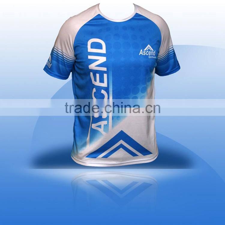Custom t shirt sublimation printing running short sleeve top with comfortable cool material