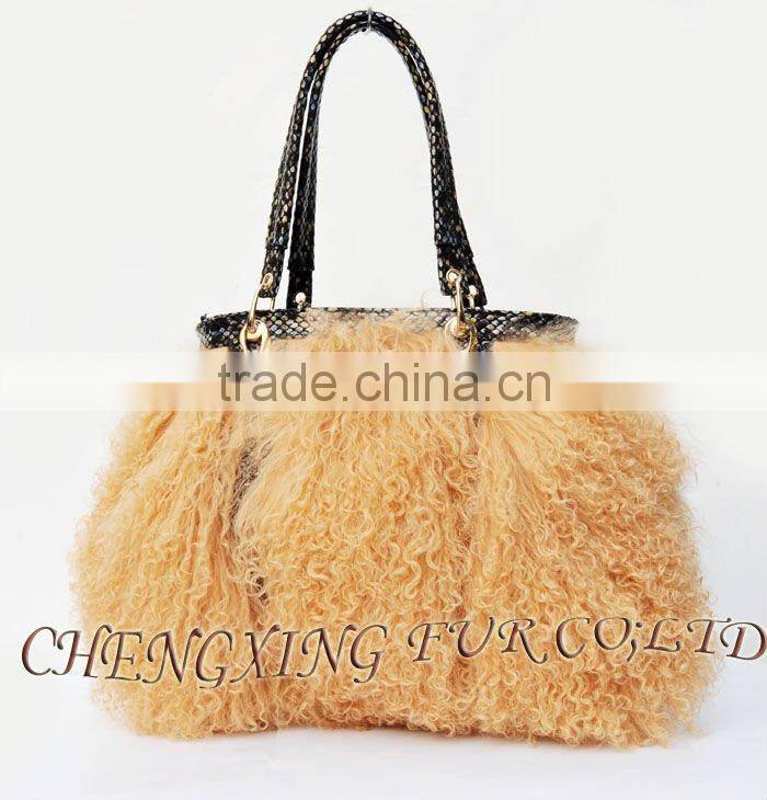 CX-H-47B Mongolian Lamb Fur Ladies Handbag New Products
