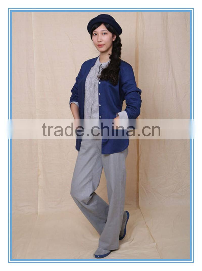 Top Fashion Women Linen Loose Pants In Garment Dye