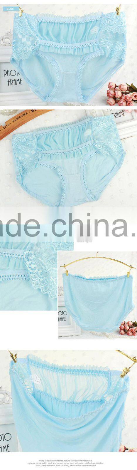 Cute girl's panties regenerated fiber spandex underwear light blue lace sexy ladies panty little girls underwear models