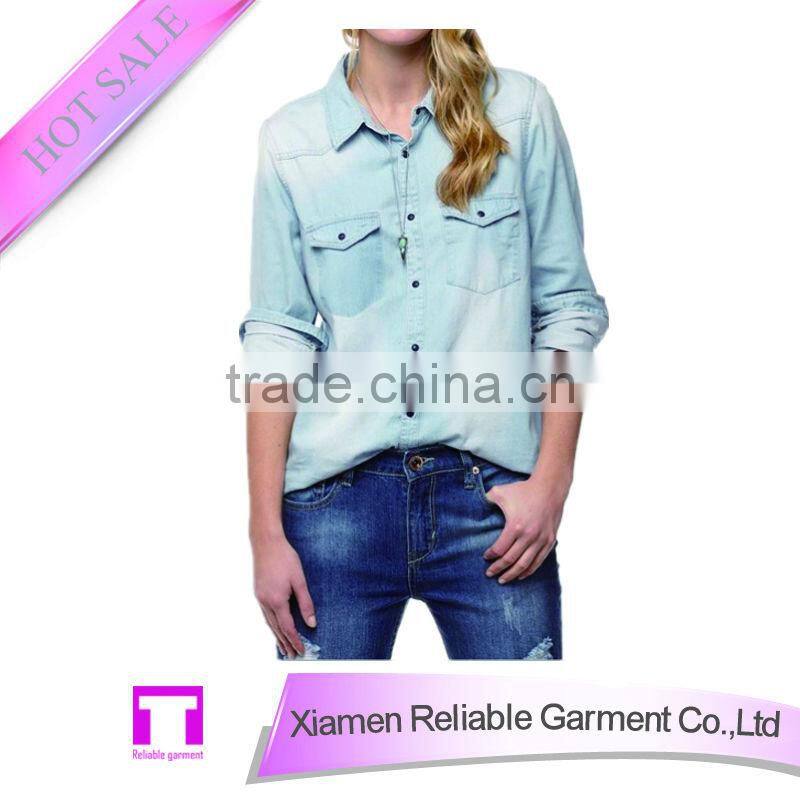 Cheap women fashion deep neck blouse