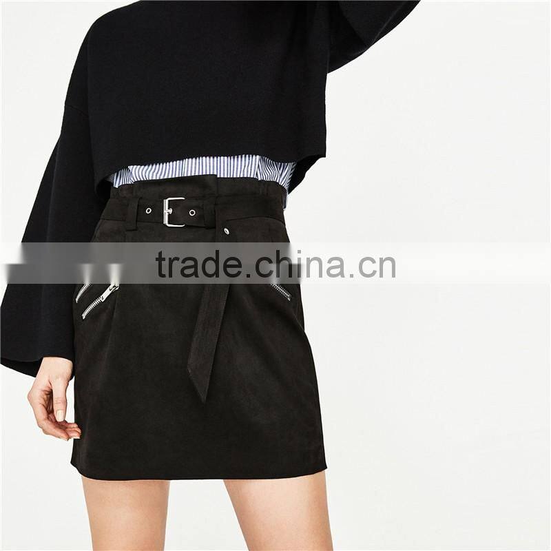 2017 OEM Spring Cool Girls Mini Corduroy Skirt with Adjustable Belt