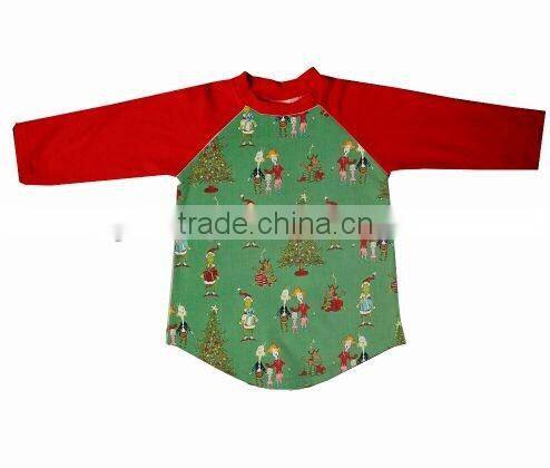 Wholesale christmas girl and boy icing raglan ruffle raglan shirt top