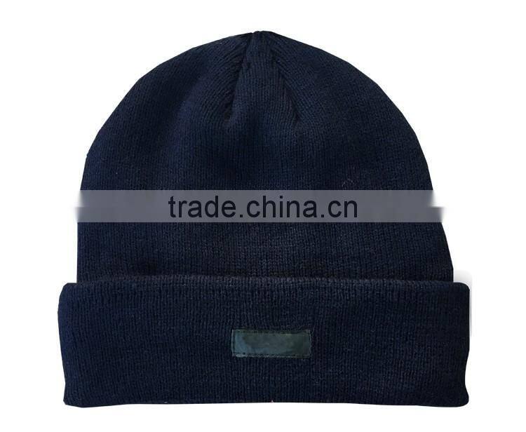 New custom made cheap acrylic knit beanie hood black hat