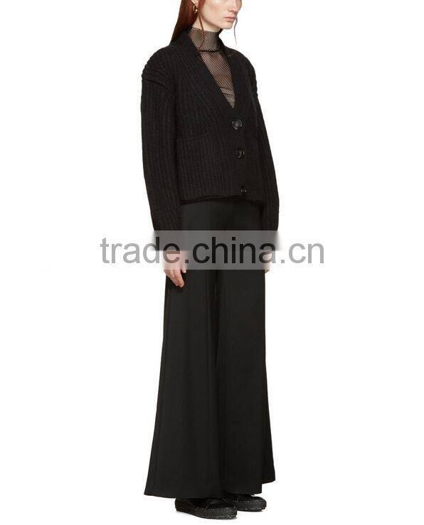 Solid color korean sweater thick fashion Y-neck collar with button for women