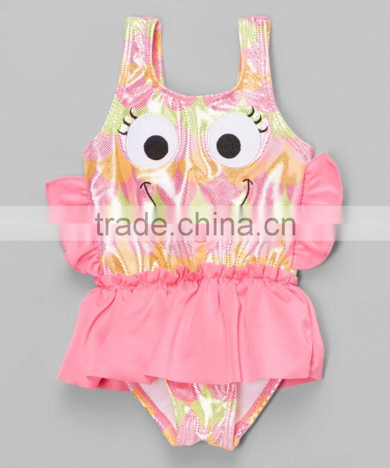 New Fashion Girl Beachwear With Pink Fish Skirted One-Piece Girl Swimsuit Girls Wear G-NP-S905-336